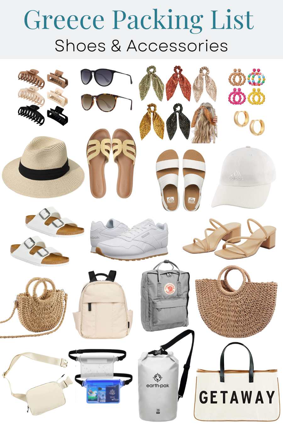 Greece packing list shoes and accessories