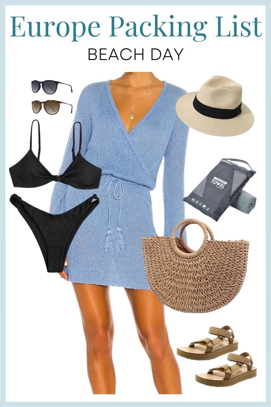 Summer in Europe beach day packing list outfit