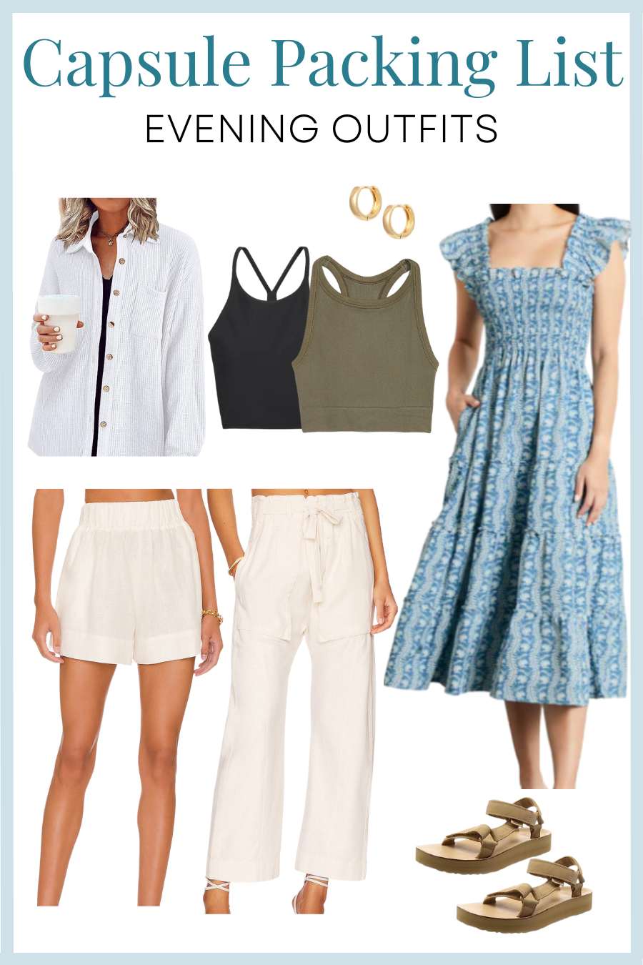 Summer capsule packing list evening outfits