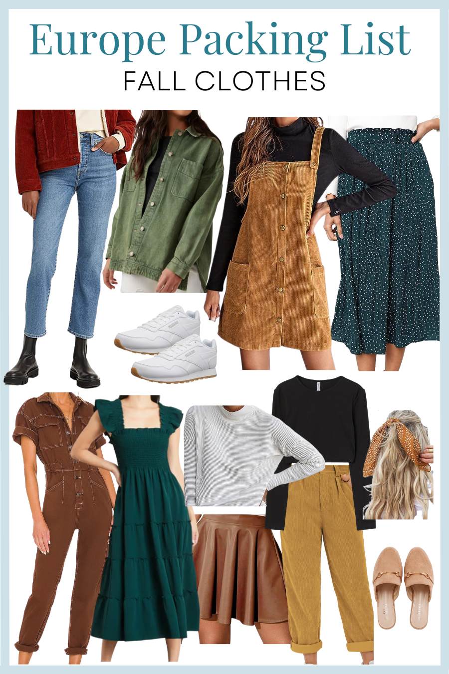 Fall in Europe packing list clothes